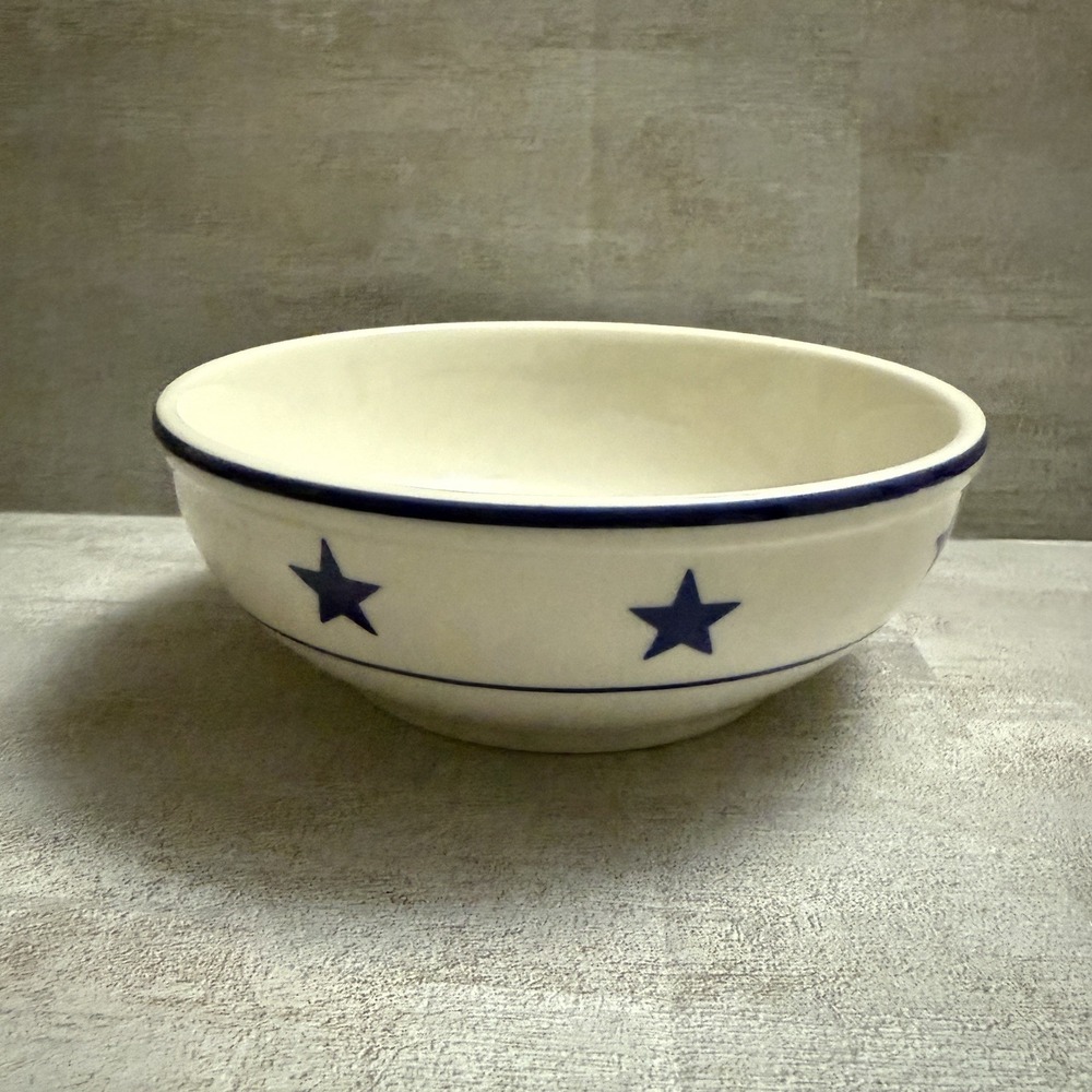 Homer Laughlin China Soup Cereal‎ Bowl White Blue Stars Design